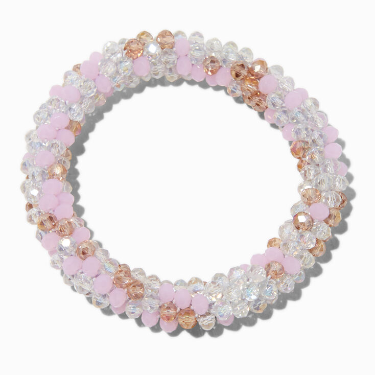 Pink Beaded Stretch Bracelet ,