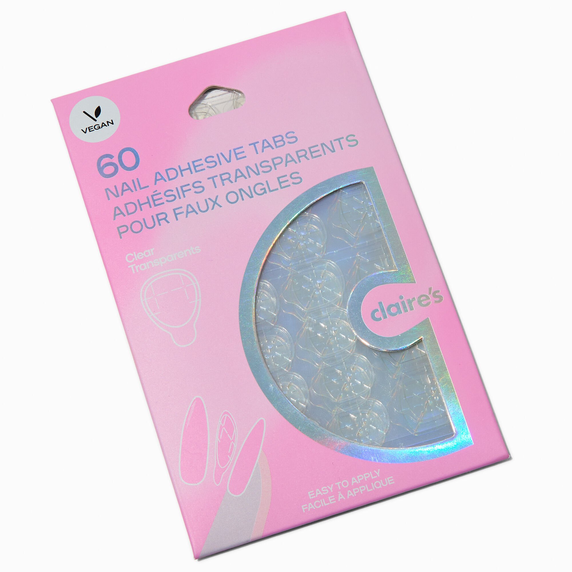 Vegan Faux Nail Clear Adhesive Tabs - 60 Pack,