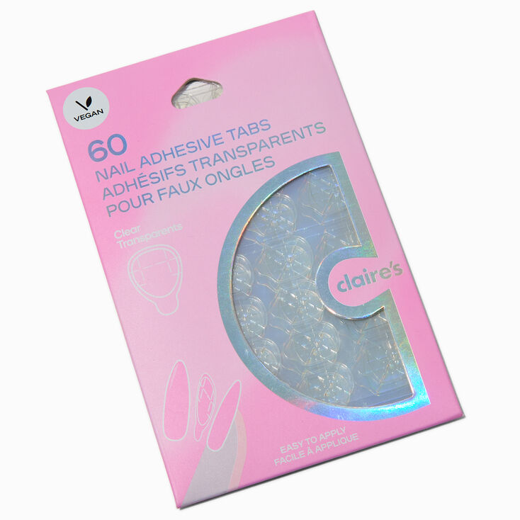 Vegan Faux Nail Clear Adhesive Tabs - 60 Pack,