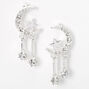Silver-tone Moon &amp; Stars Dangling 1&quot; Drop Earrings,