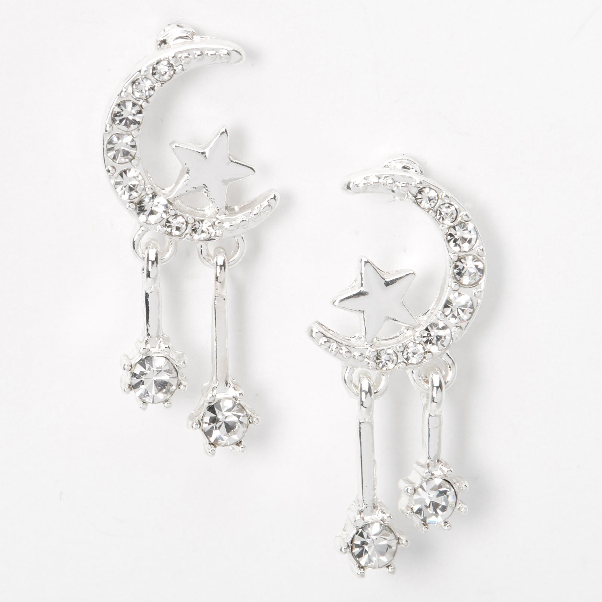 View Claires Tone 1 Celestial Drop Earrings Silver information