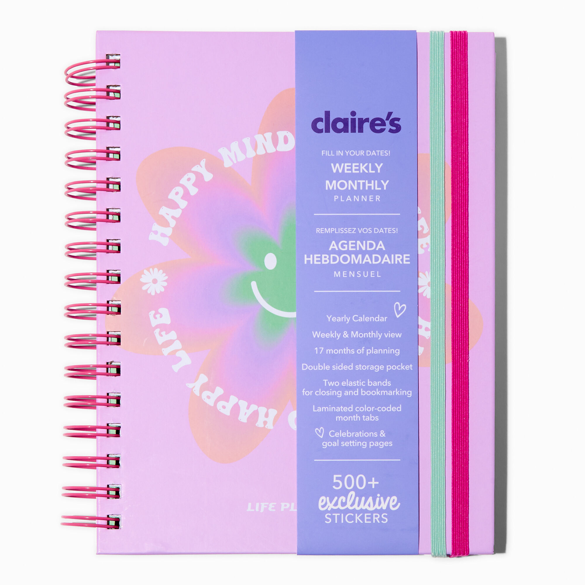 Agenda sans date hebdomadaire/mensuel « Happy Mind, Happy Life »,