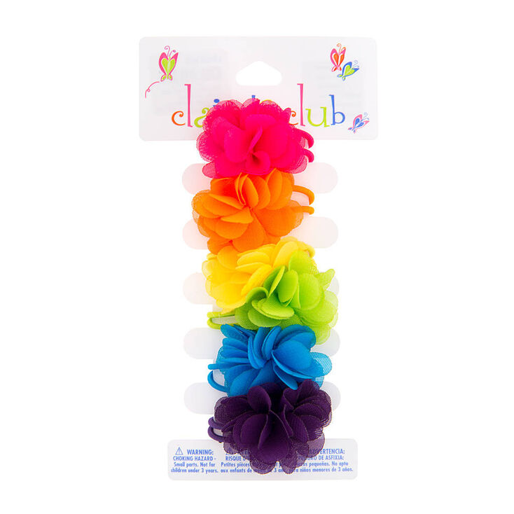 Claire&#39;s Club Rainbow Flower Hair Bobbles - 6 Pack,