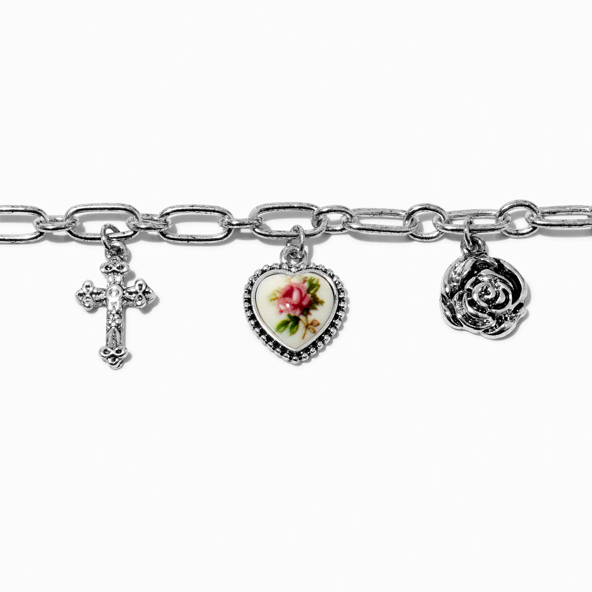 Silver-tone Antique Charm Bracelet ,