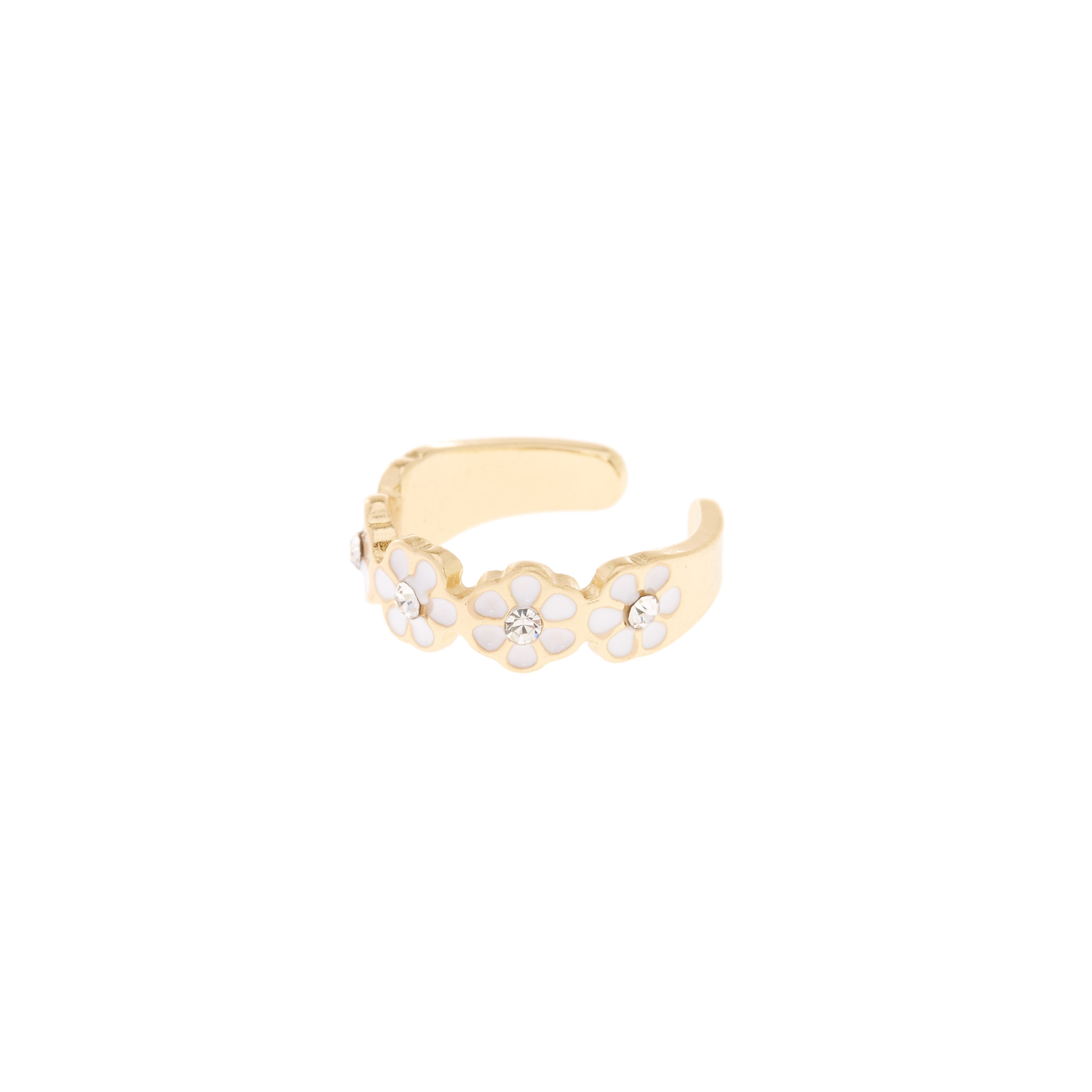 Gold Daisy Toe Ring White