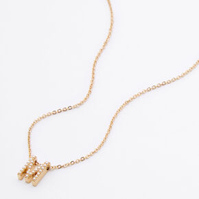 Gold Mini Pearl Initial Pendant Necklace - M,