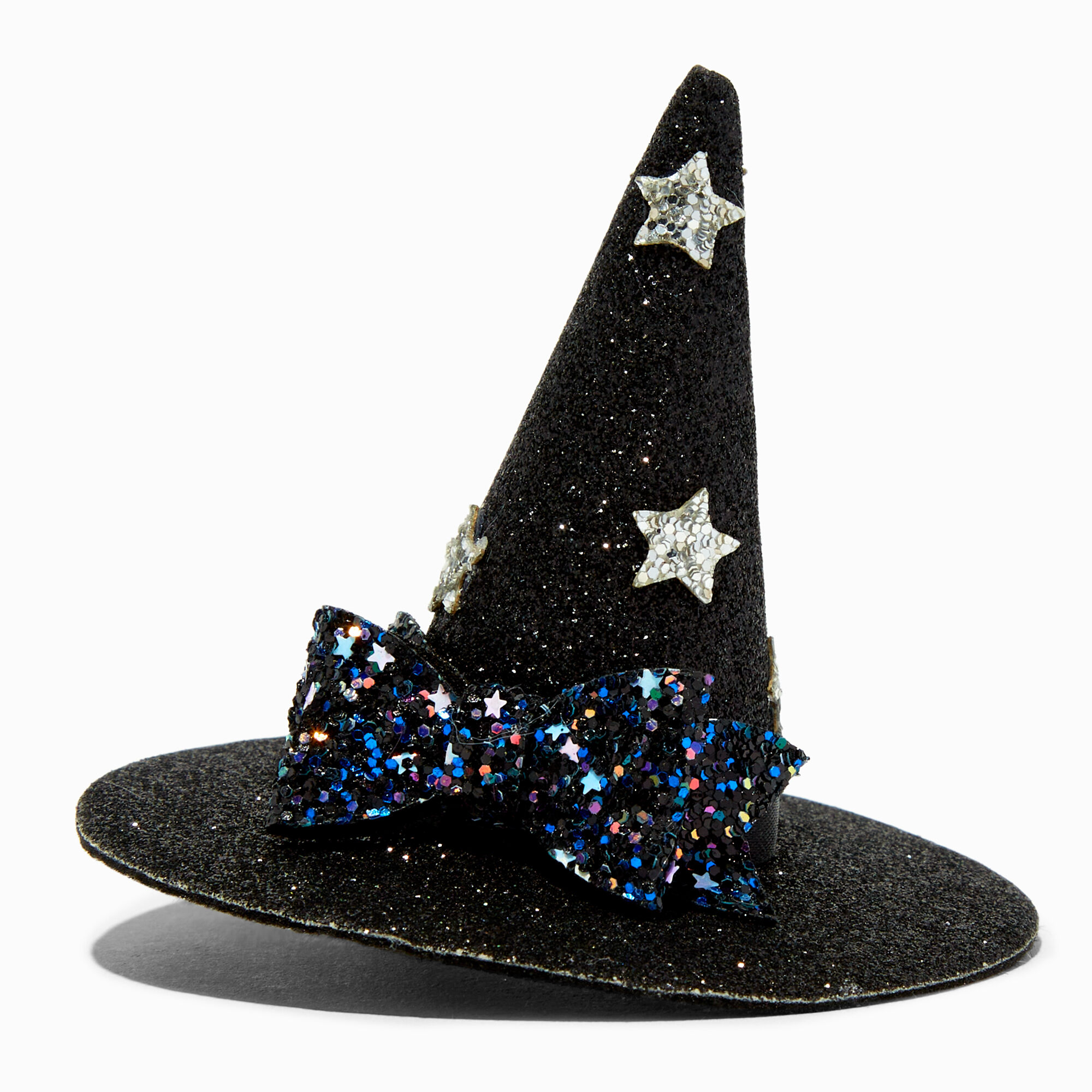 Barrette à clip chapeau de sorcière à paillettes noires,