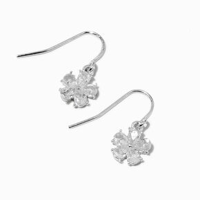 Silver-tone Cubic Zirconia Daisy 0.5&quot; Drop Earrings,