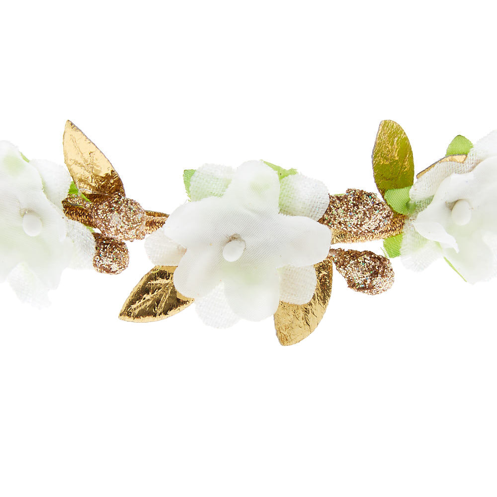 Gold Glitter Flower Crown Headwrap - Ivory,
