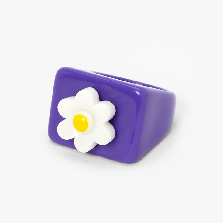 Purple Floral Fidget Resin Ring