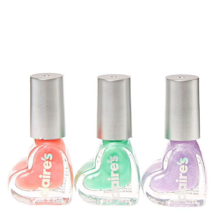 Lot de 3 vernis &agrave; ongles &agrave; base d&#39;eau c&oelig;ur pastel,