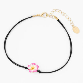 Bracelet de cheville hibiscus rose,