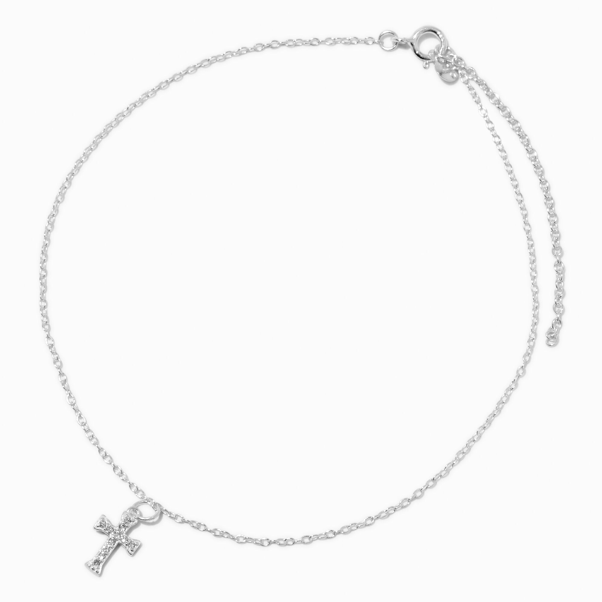 View C Luxe By Claires Crystal Cross Chain Anklet Silver information