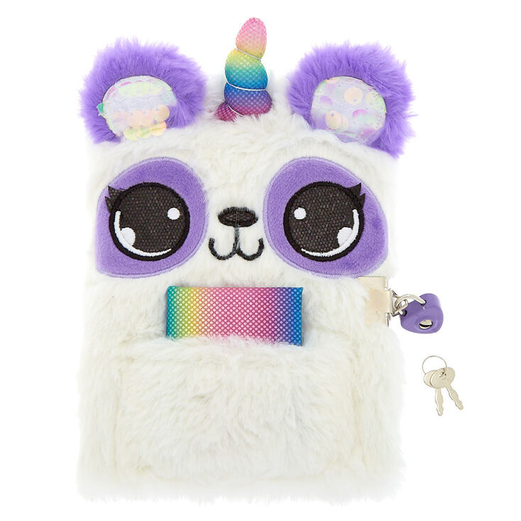Claire's Journaux intimes en peluche et cadenas Charlie le panda