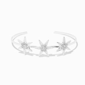 Bracelet manchette &eacute;toile strass couleur argent&eacute;e,