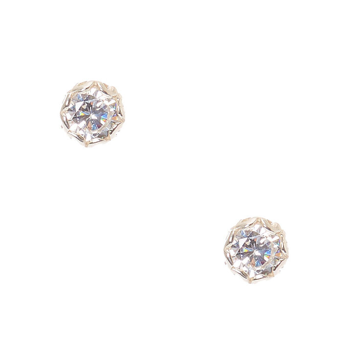 5mm Sterling Silver Cubic Zirconia Stud Earrings Claire S Us 5mm Sterling Silver Cubic Zirconia Stud Earrings