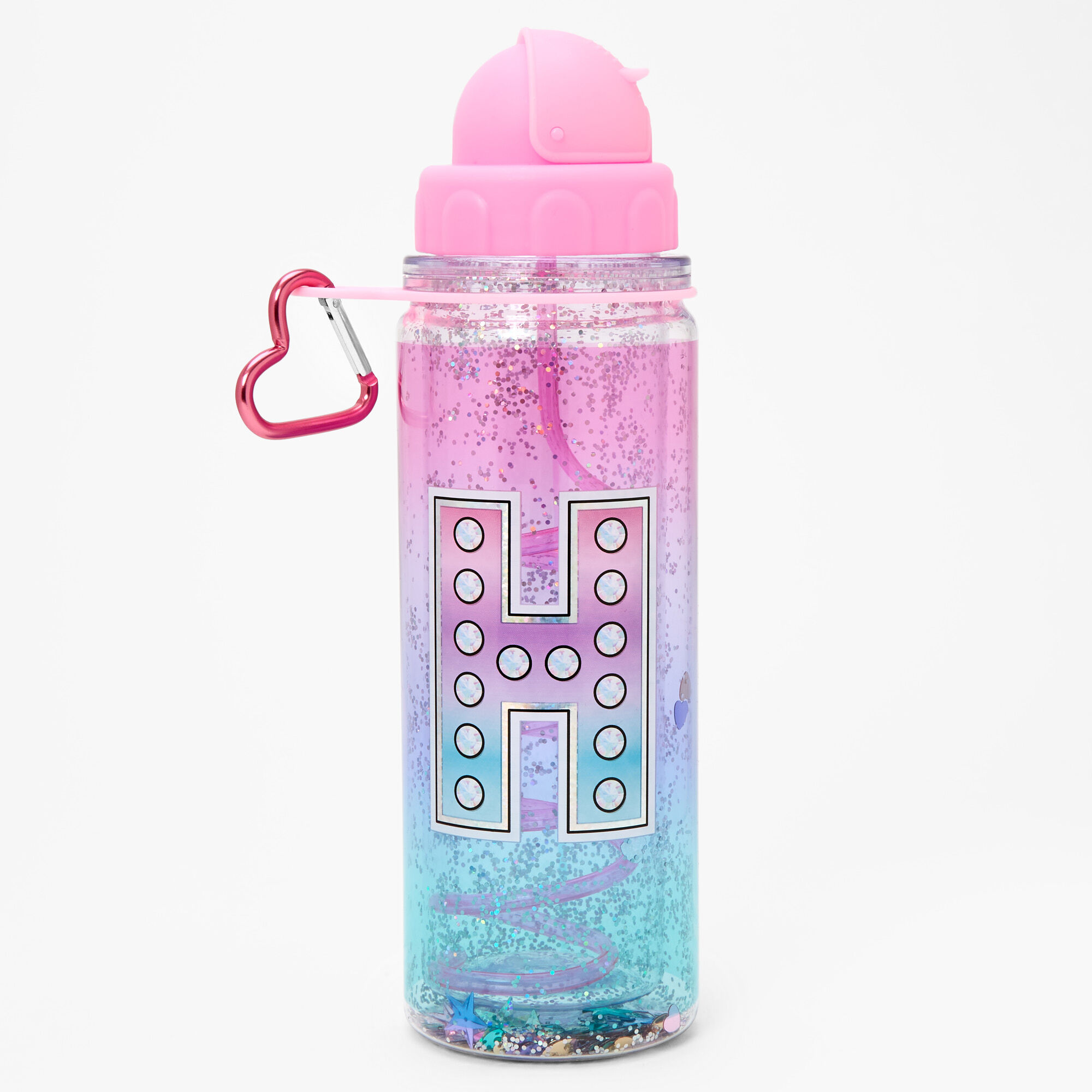 Initial Water Bottle - Pink, H,