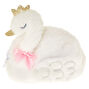 Trousse &agrave; maquillage cygne blanc en tissu pelucheux,