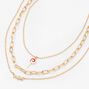 Gold Lollipop Candy Multi Strand Chain Necklace,