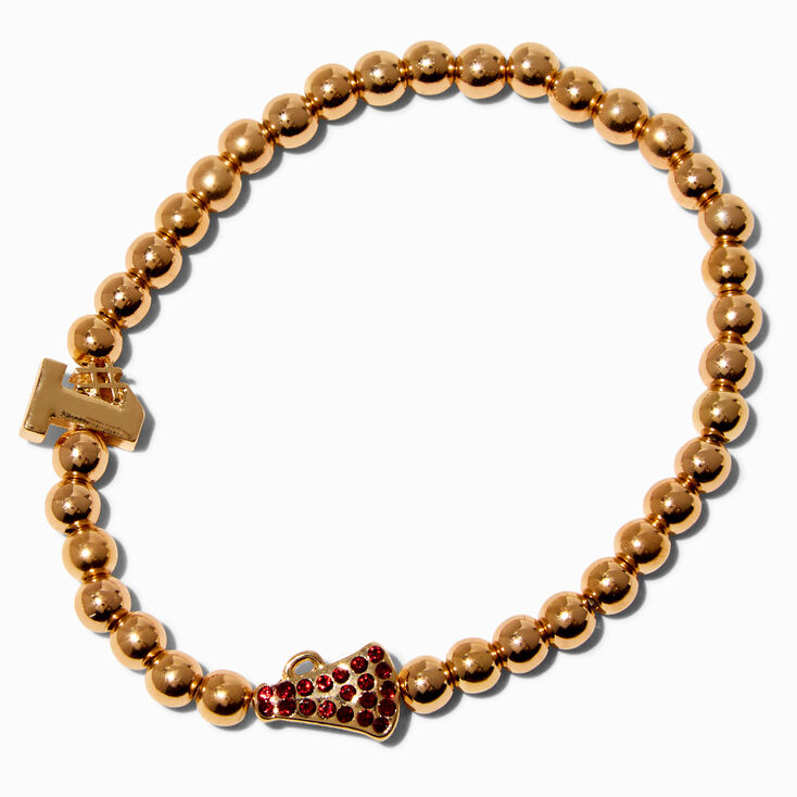 Gold-tone Pom Poms Cheerleading Beaded Stretch Bracelet,