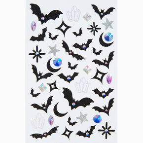 Glittery Black Bats Body Stickers,