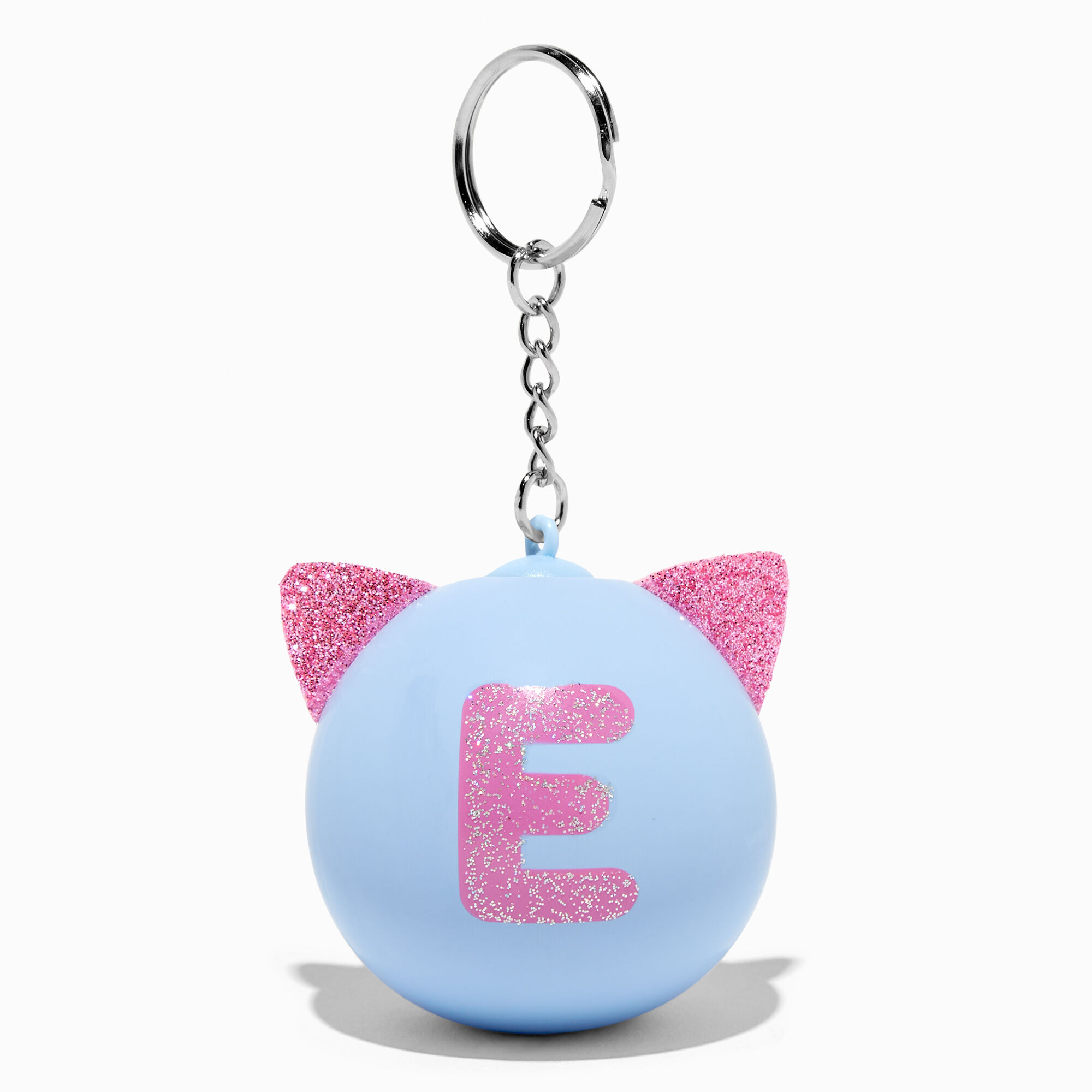 Initial Cat Ears Stress Ball Keychain - E,
