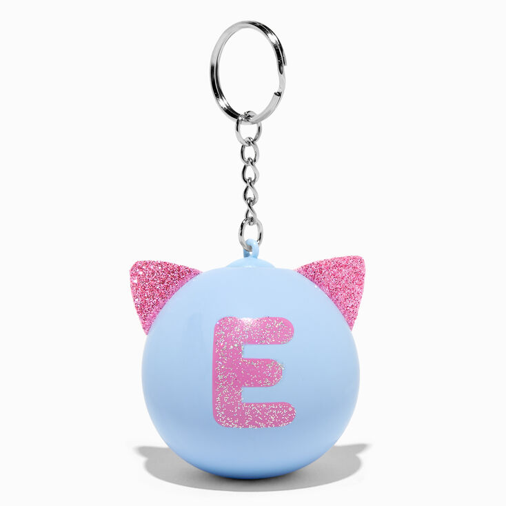 Initial Cat Ears Stress Ball Keychain - E,
