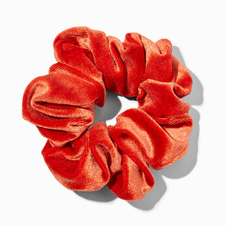 Medium Flat Velvet Hair Scrunchie - Orange Copper