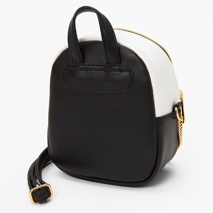 Black &amp; White Colorblock Crossbody Backpack,