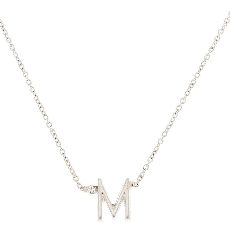 Silver Stone Initial Pendant Necklace - M,