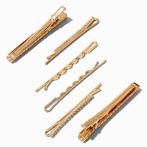 Gold Crystal Bobby Pins - 6 Pack,