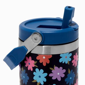 Daisy Navy Blue Stainless Steel Water Bottle,
