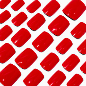 Red Glossy Medium Square Vegan Faux Nail Set - 24 Pack,