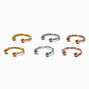 Mixed Metal Twisted &amp; Solid Faux Hoop Nose Rings - 6 Pack,