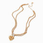 Gold-tone Chunky Heart Pendant Multi-Strand Necklace ,