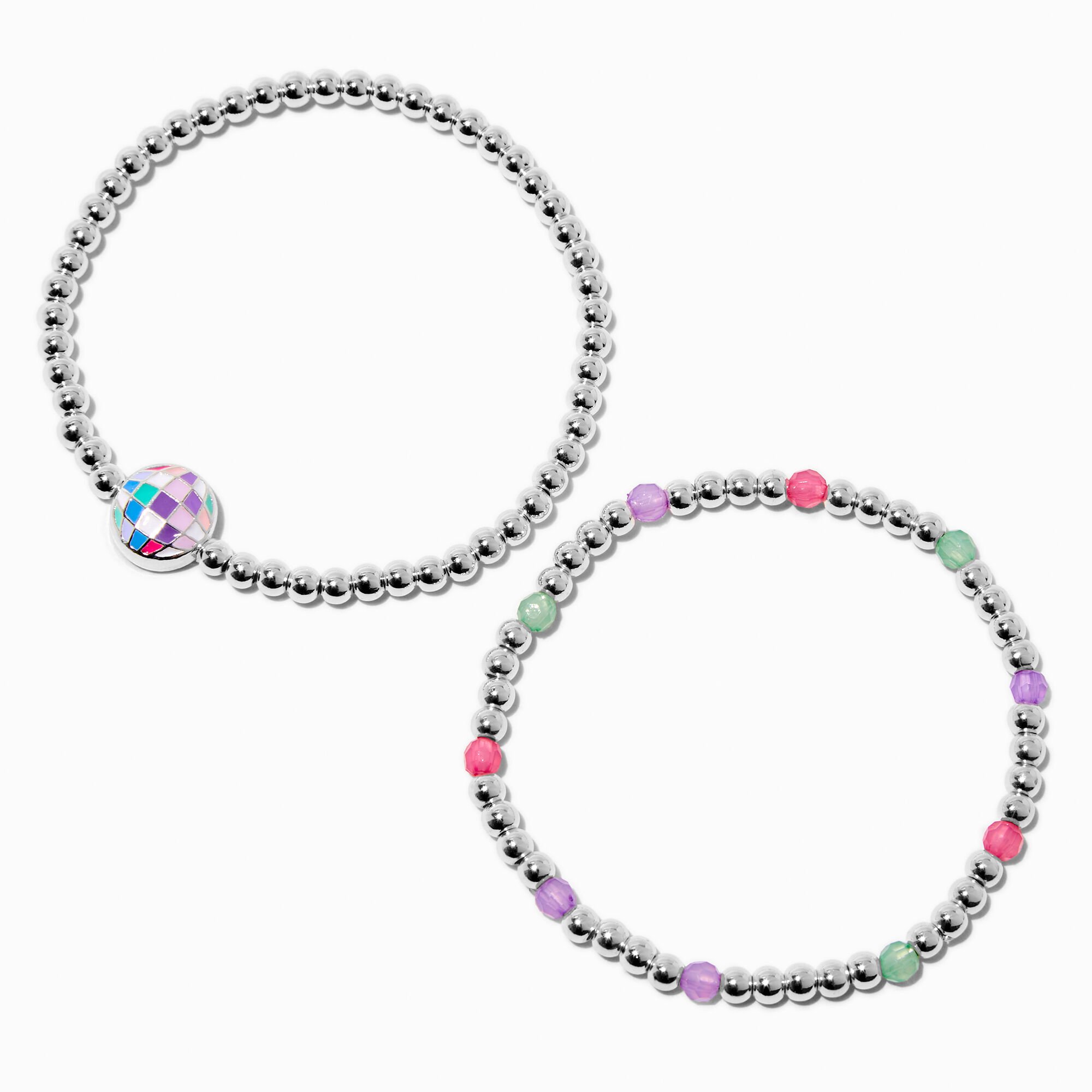 Jeweled Disco Ball Stretch Bracelets - 2 Pack,