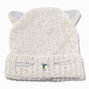 Claire&#39;s Club Glitter Snow Leopard White Beanie Hat,