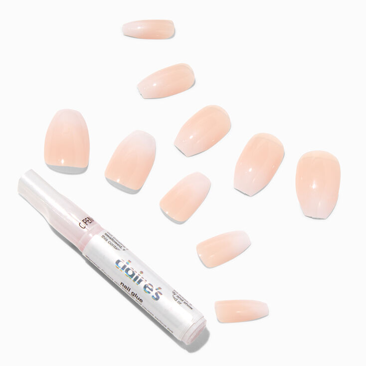 Faux ongles vegan ballerine &agrave; paillettes couleur nude - Lot de 24,