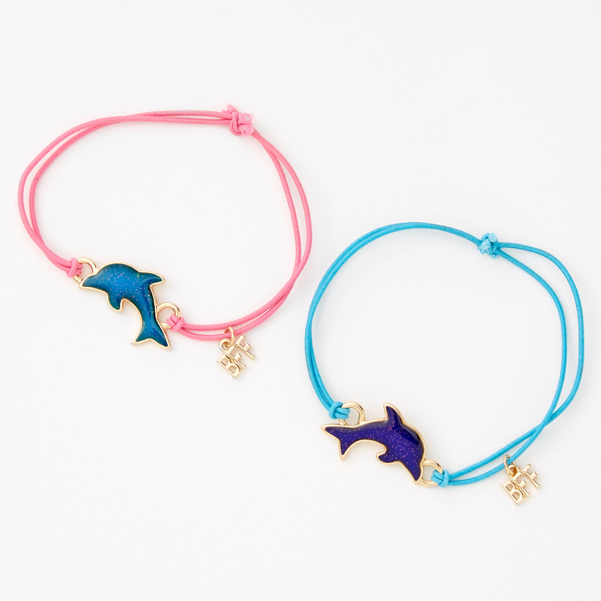 View Claires Best Friends Dolphin Mood Adjustable Cord Bracelets 2 Pack Gold information