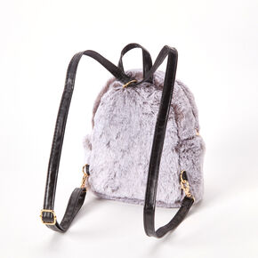 Grey Faux Fur Mini Backpack,