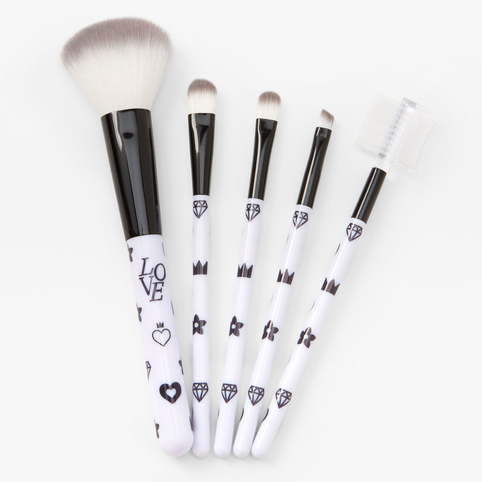Black & White Status Makeup Brushes - 5 Pack,