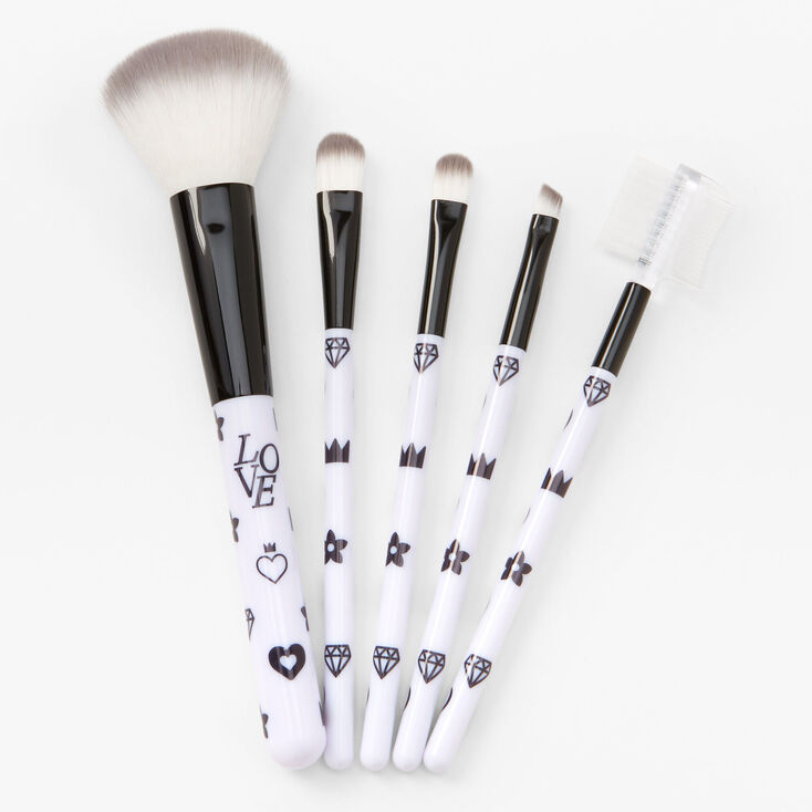 Black &amp; White Status Makeup Brushes - 5 Pack,