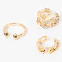 Gold Crystal Chain Ear Cuffs - 3 Pack,