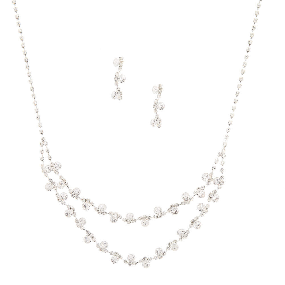 Silver-Tone Imitation Crystal Vine Jewellery Set,