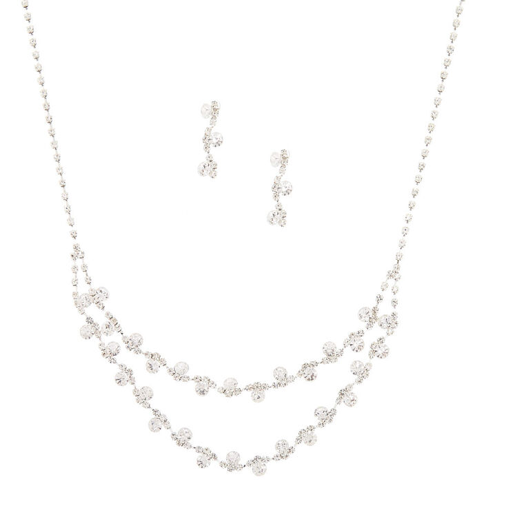 Silver-Tone Imitation Crystal Vine Jewellery Set,
