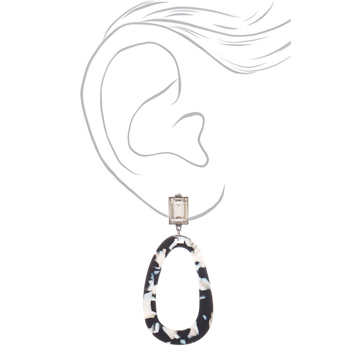 3&quot; Black &amp; White Resin Mod Drop Earrings,