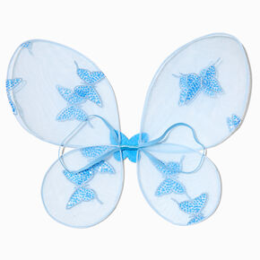 Claire&#39;s Club Blue Sequin Butterfly Wings &amp; Wand Dress Up Set - 2 Pack,
