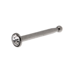 Clou de nez 0,8&nbsp;mm avec strass en acier inoxydable couleur argent&eacute;e,