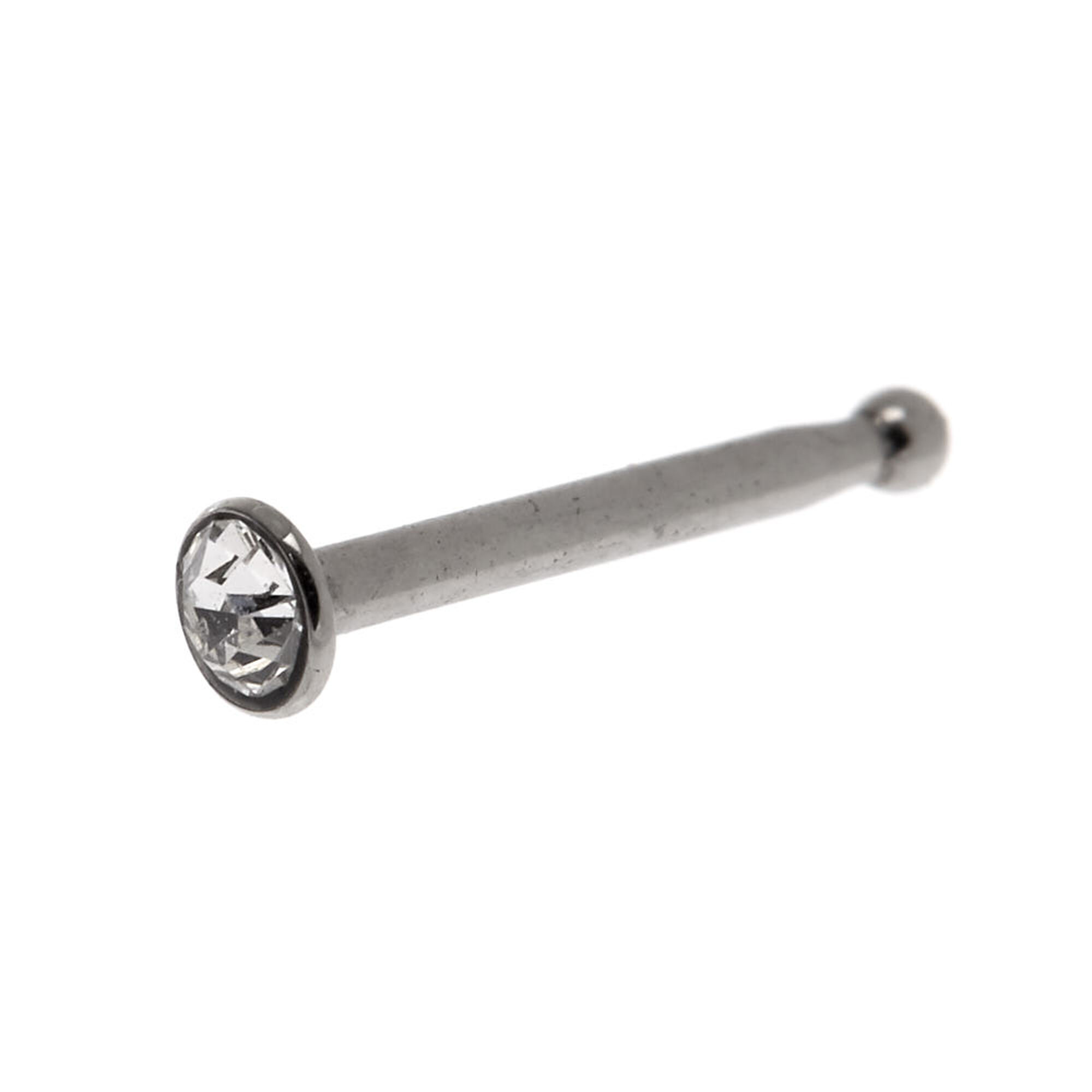 View Claires 20G Stone Nose Stud Silver information