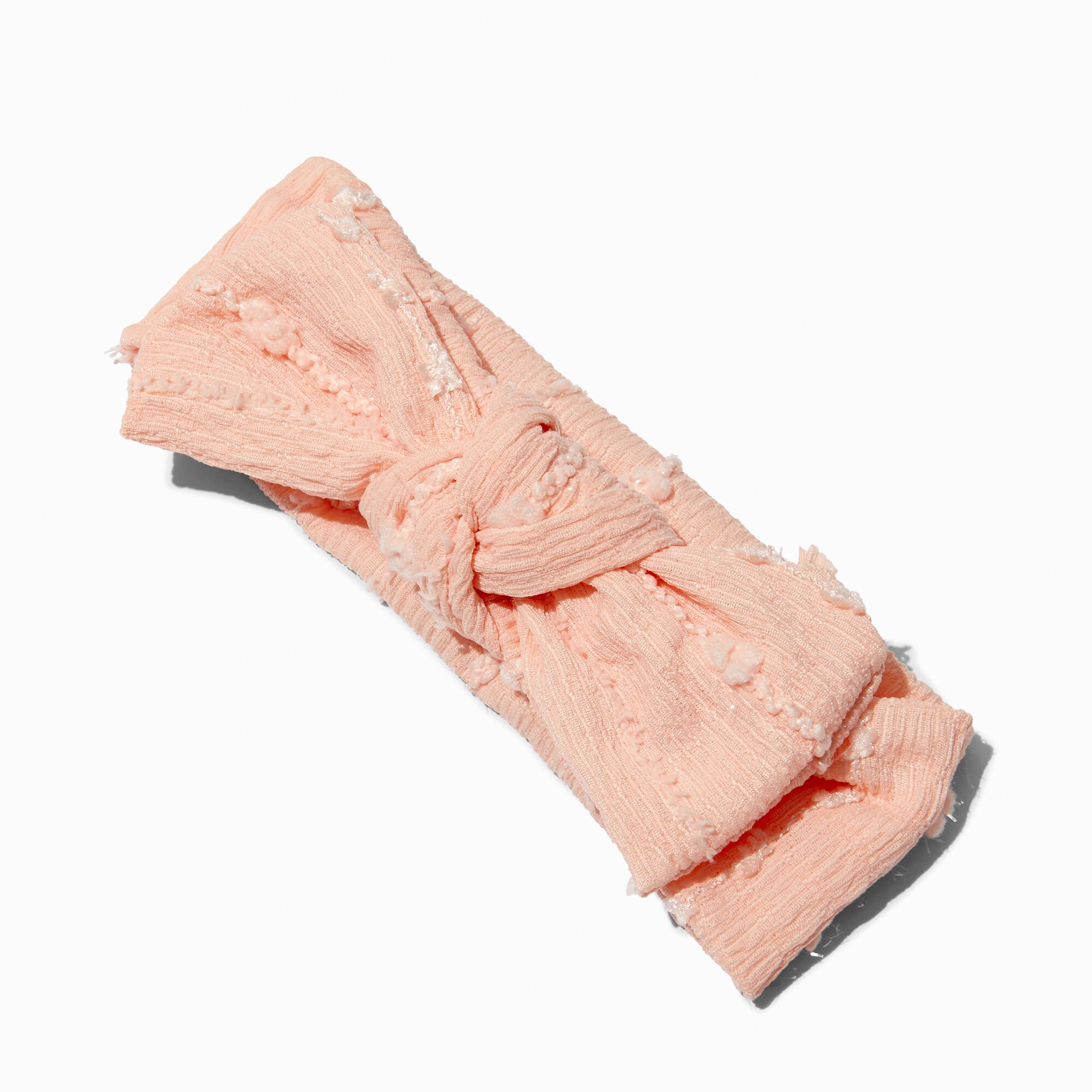 Claire's Club Light Pink Nylon Ribbed Bow Headwrap,